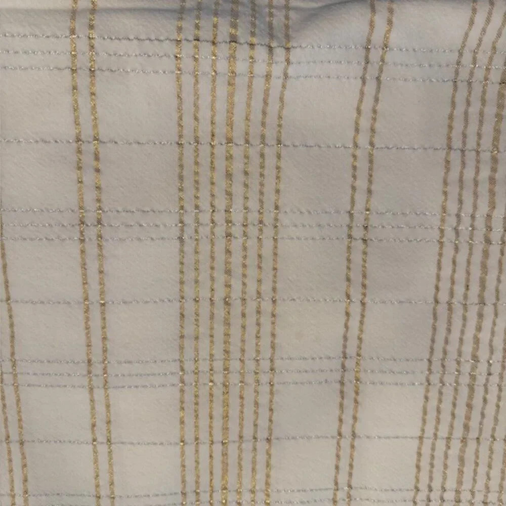 Metallic Gold and Silver on Cream Plaid Tablecover- Size 90